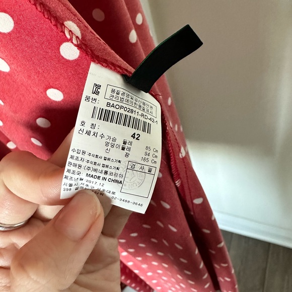 Vintage Stile Benetton Long Red Polka Dot Dress - Italy & Korea Collab Size 6 - Picture 9 of 9